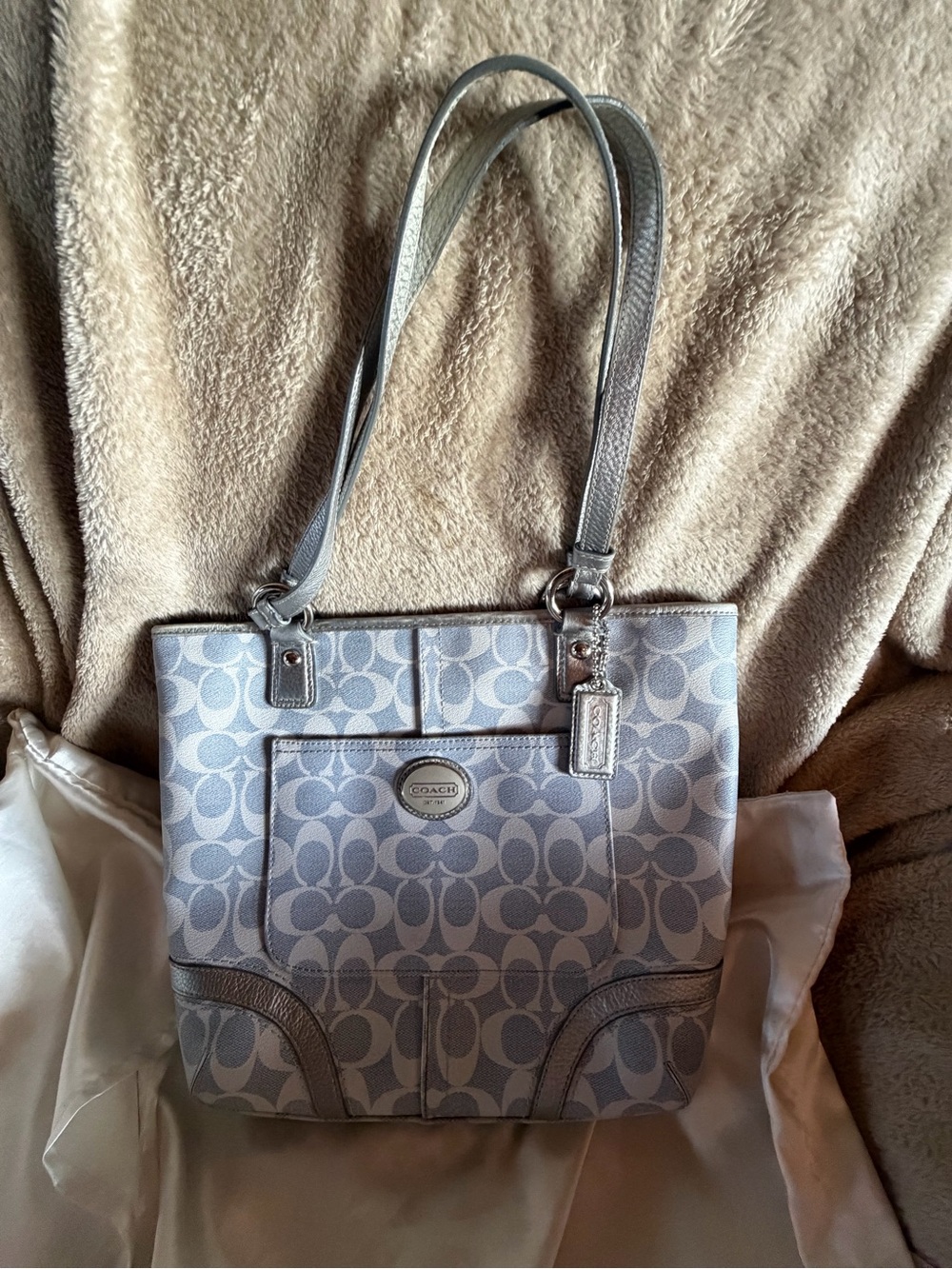 Coach blue and silver shoulder bag